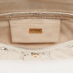 Gina Silver Python Embellished Clutch 