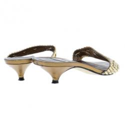Pre Owned Gina Bronze Kitten Heel Slides Size 37.5