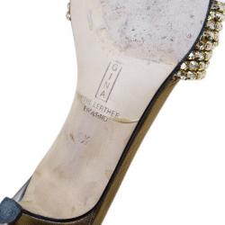 Pre Owned Gina Bronze Kitten Heel Slides Size 37.5