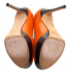 Pre Owned حذاء كعب عالي جينا توري جلد ثنائي اللون مقاس 36