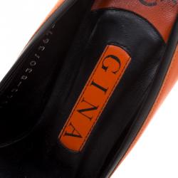 Pre Owned حذاء كعب عالي جينا توري جلد ثنائي اللون مقاس 36