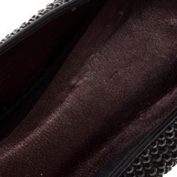 Pre Owned حذاء سليبرز جينا سموكينغ ساتان مزخرف كريسال سوداء مقاس 38