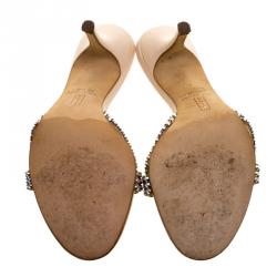 Pre Owned صندل سلايد جينا بيج مزخرف كريستال مقاس 38