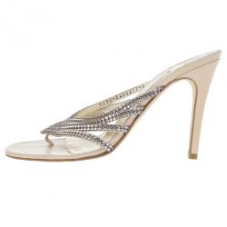 Pre Owned Gina Crystal Thong Sandals Size 39