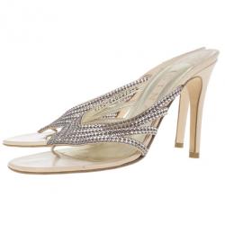Pre Owned Gina Crystal Thong Sandals Size 39