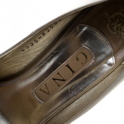 مملوكة مسبقًا حذاء كعب عالي جينا ساتان بيج مزخرف كريستال كعب روكي مقدمة مفتوحة نعل سميك مقاس 37