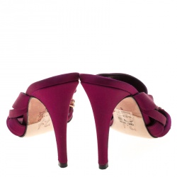 مملوكة مسبقًا Gina Magenta Satin Crystal Embellished Strap High Heel Slides Size 38
