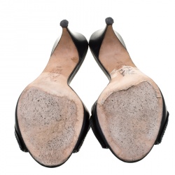 Gina Black Crystal Embellished Leather Sandals Size 39.5