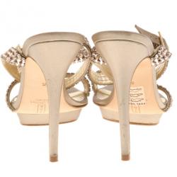 مملوكة مسبقًا Gina Metallic Crystal Ankle Strap Sandals Size 39