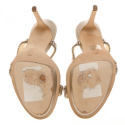 مملوكة مسبقًا Gina Metallic Crystal Ankle Strap Sandals Size 39