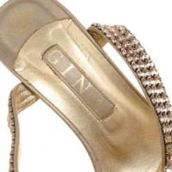 مملوكة مسبقًا Gina Metallic Crystal Ankle Strap Sandals Size 39