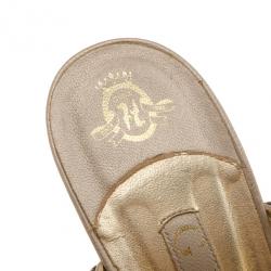 مملوكة مسبقًا Gina Metallic Crystal Ankle Strap Sandals Size 39