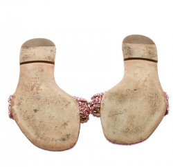 Pre Owned Gina Purple Athena Crystal Flat Sandals Size 38