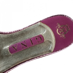 Pre Owned Gina Purple Athena Crystal Flat Sandals Size 38