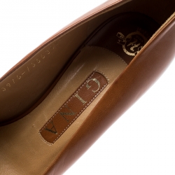 Pre Owned حذاء كعب عالي جينا جلد بني مقاس 36.5