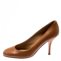 Pre Owned حذاء كعب عالي جينا جلد بني مقاس 36.5