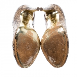 Pre Owned حذاء كعب عالي جينا جلد ايل ثعبان بيج مقاس 37