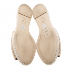 Pre Owned صندل سلايد إسبادريل جينا ذهبي كريستال مزخرف مقدمة مفتوحة مقاس 38