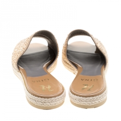 Pre Owned صندل سلايد إسبادريل جينا ذهبي كريستال مزخرف مقدمة مفتوحة مقاس 38