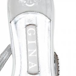 مملوكة مسبقًا Gina White Crystal Embellished Leather Flat Slides Size 39