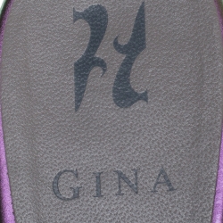 Pre Owned Gina Blue Crystal Embellished Flat Slides Size 39