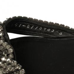 Pre Owned Gina Black Crystal Embellished Flat Slides Size 38