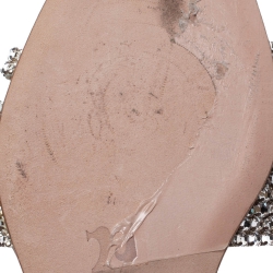 Pre Owned Gina Metallic Gold Leather Crystal Embellished Slide Flats Size 36