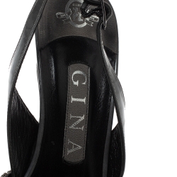مملوكة مسبقًا Gina Grey Leather Crystal Embellished Slingback Sandals Size 38