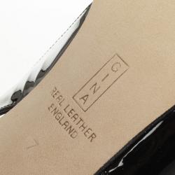 Pre Owned Gina Black Patent Crystal Embellished Sandals Size 40.5