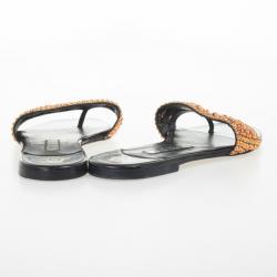 Pre Owned Gina Orange Athena Flat Slides Size 38