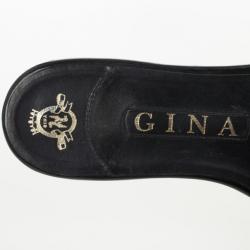 Pre Owned Gina Orange Athena Flat Slides Size 38