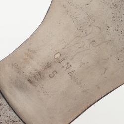 Pre Owned Gina Orange Athena Flat Slides Size 38