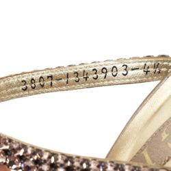 Pre Owned Gina Gold Embellished High Heel Slides Size 37.5