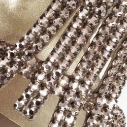 Pre Owned Gina Gold Embellished High Heel Slides Size 37.5