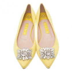 مملوكة مسبقًا حذاء فلات جينا فيليستي ساتان أصفر مقاس 39.5