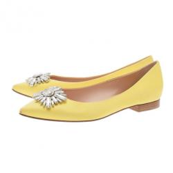 مملوكة مسبقًا حذاء فلات جينا فيليستي ساتان أصفر مقاس 39.5