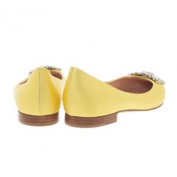 مملوكة مسبقًا حذاء فلات جينا فيليستي ساتان أصفر مقاس 39.5