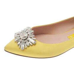 مملوكة مسبقًا حذاء فلات جينا فيليستي ساتان أصفر مقاس 39.5