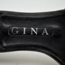 Pre Owned Gina Gold Embellished Hot Slides Size 35.5