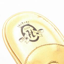 Pre Owned Gina Metallic Gold and Crystal Embellished Platform Sandals Size 36