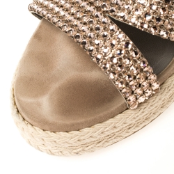 Pre Owned صندل جينا سويدي بيج مزخرف كريستال مقدمة مفتوحة مقاس 38