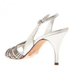 Pre Owned صندل سلينجباك جينا كريستال فضي مقاس 38