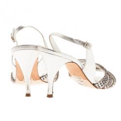 Pre Owned صندل سلينجباك جينا كريستال فضي مقاس 38