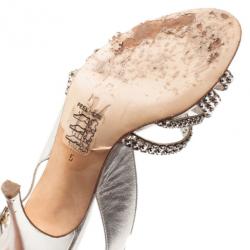 Pre Owned صندل سلينجباك جينا كريستال فضي مقاس 38