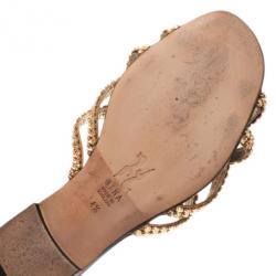 مملوكة مسبقًا صندل ف لات جينا مرصع بالجواهر الذهبية مقاس 37.5