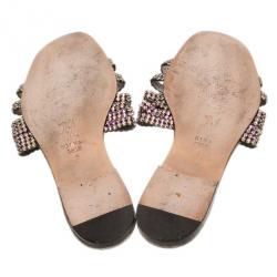 Pre Owned صندل فلات جينا مرصع ماس زائف بنفسجي مقاس 39