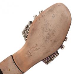 Pre Owned صندل فلات جينا مرصع ماس زائف بنفسجي مقاس 39