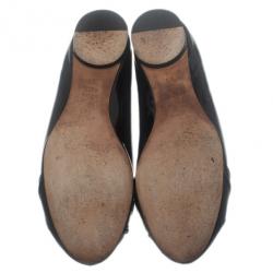 Pre Owned حذاء جينا باليرينا فلات جلد أسود لامع مقاس 40