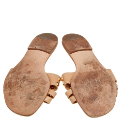 Gina Beige Leather Embellished Slide Sandals Size 38.5