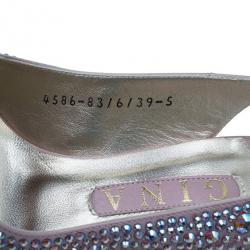 Pre Owned صندل جينا سيون سوارفسكي ساتان وردي مقاس 38